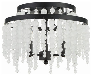 Poppy 3-Light Matte Black Ceiling Mount, Frosted Glass Beads