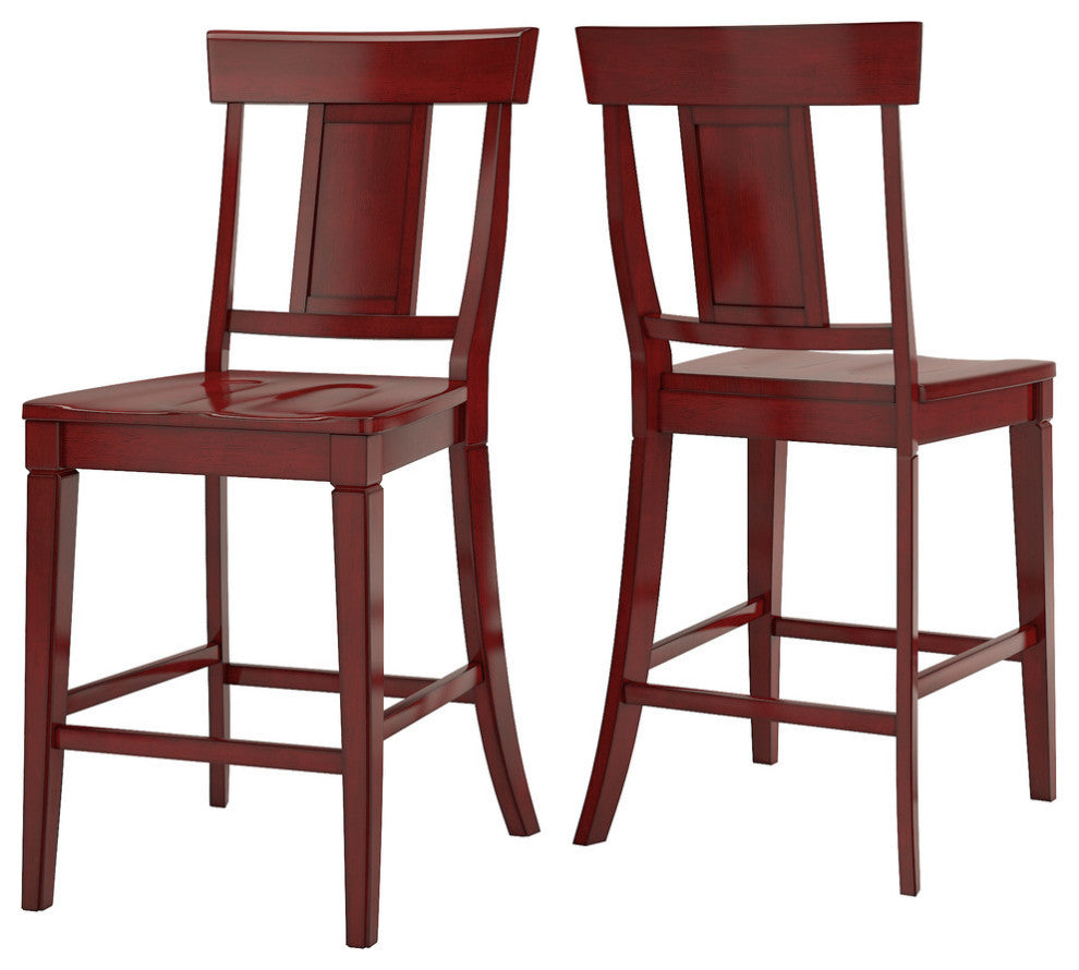 Arbor Hill Panelled Back Counter Chair, Set of 2, Berry Red
