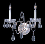 2-Light Sconce, Polished Chrome, Clear Hand-Cut Crystals