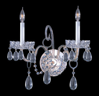 2-Light Sconce, Polished Chrome, Clear Hand-Cut Crystals