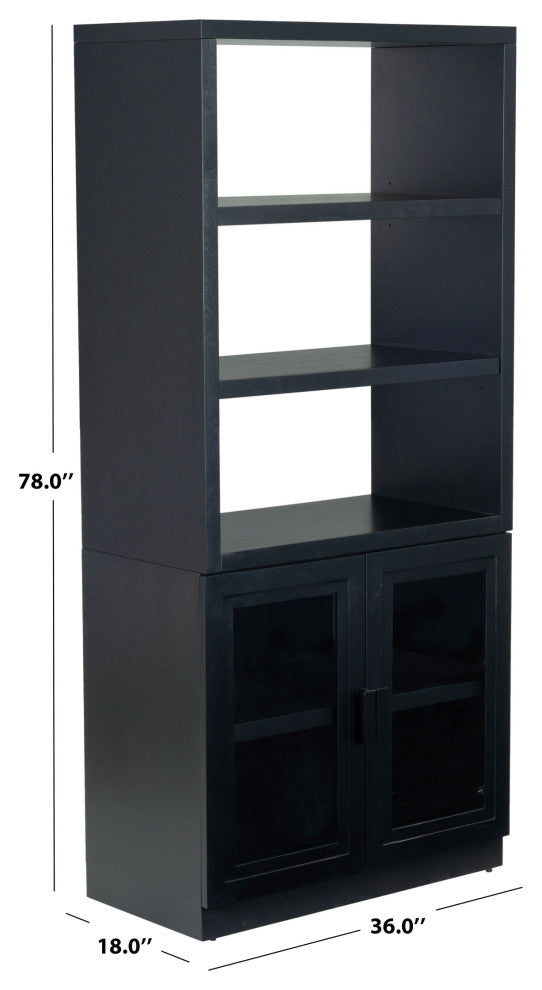 Safavieh Couture Roades Glass Cabinet Bookcase, Black