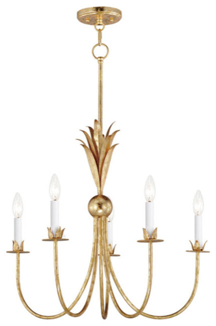 Maxim 2885 Paloma 5 Light 26"W Taper Candle Style Chandelier - Gold Leaf