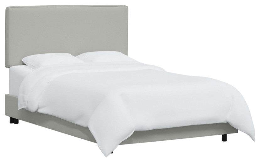 Square Upholstered Bed, Velvet Light Gray, Twin
