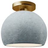Radiance Small Globe Semi-Flush, Concrete/Polished Brass Metal, Dedicated LED