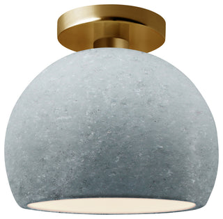 Radiance Small Globe Semi-Flush, Concrete/Polished Brass Metal, Dedicated LED