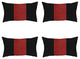 Set of 4 Black And Red Lumbar Pillow Covers