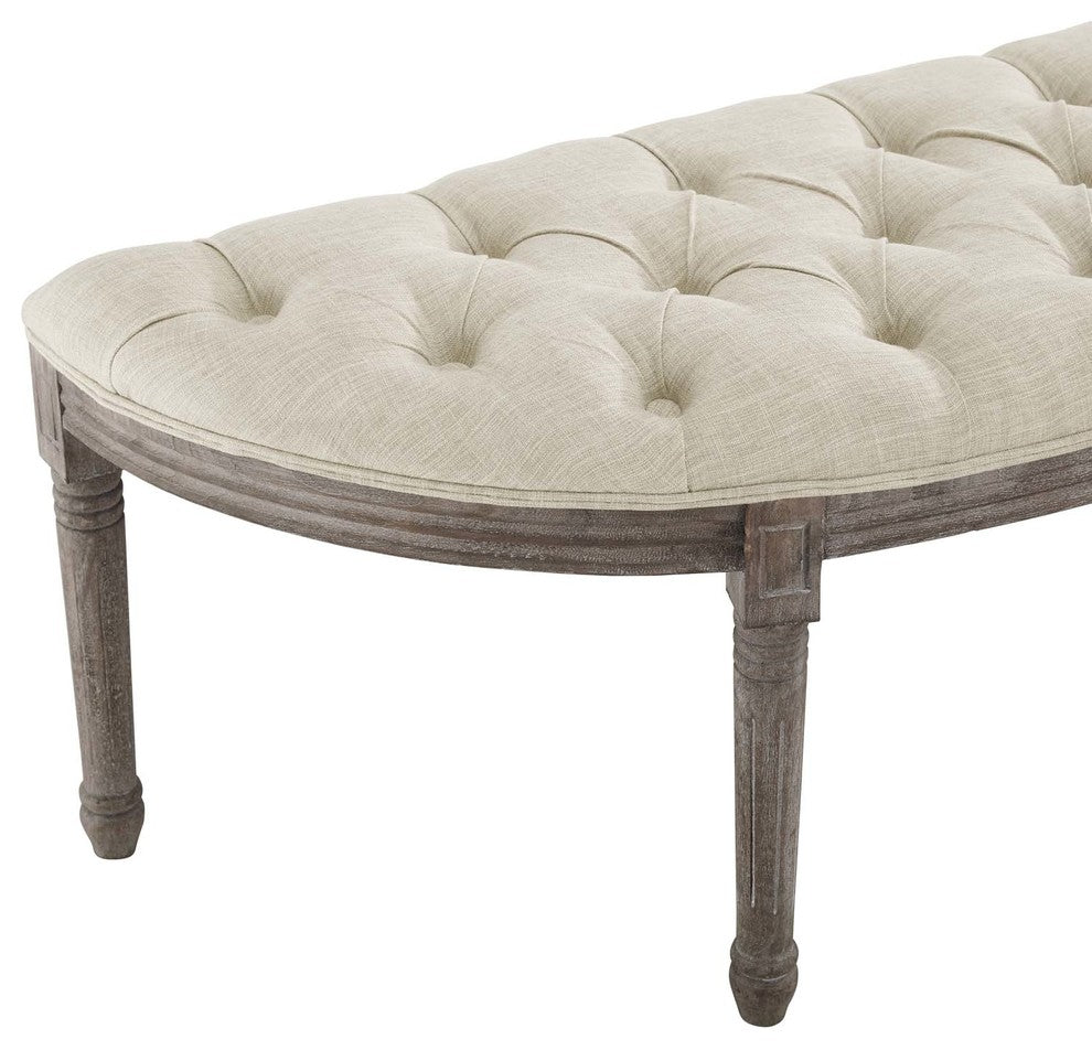 Esteem Vintage French Upholstered Fabric Semi-Circle Bench