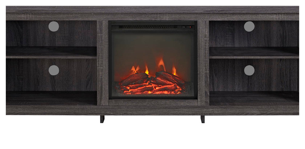 Contemporary 2-Door Fireplace TV Stand for TVs up to 65"? "“ Birch