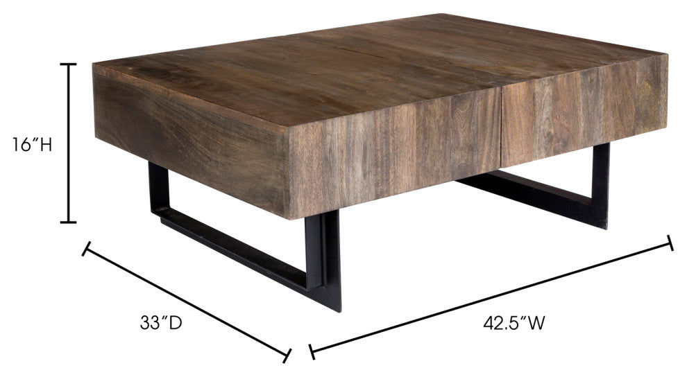 Contemporary Tiburon Storage Coffee Table - Natural