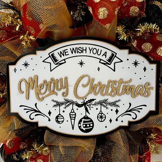 We Wish You A Merry Christmas Handmade Deco Mesh Wreath