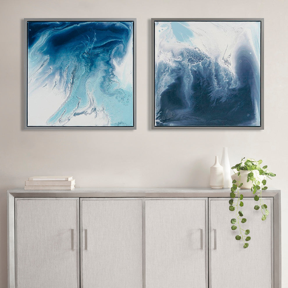 Madison Park Blue Lagoon 2 Abstract Blue Lagoon Framed Wall Art
