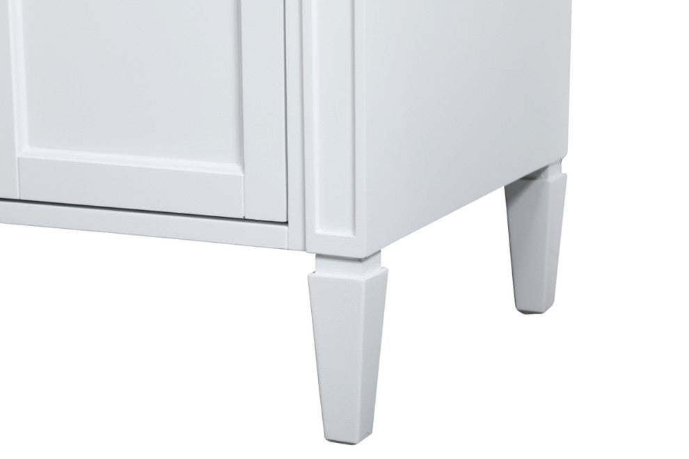 Home Living Vanity with Carrara White Marble Countertop, White, 30", Single Sink