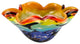 9" Rainbow Multi Art Glass Wavy Centerpiece Bowl