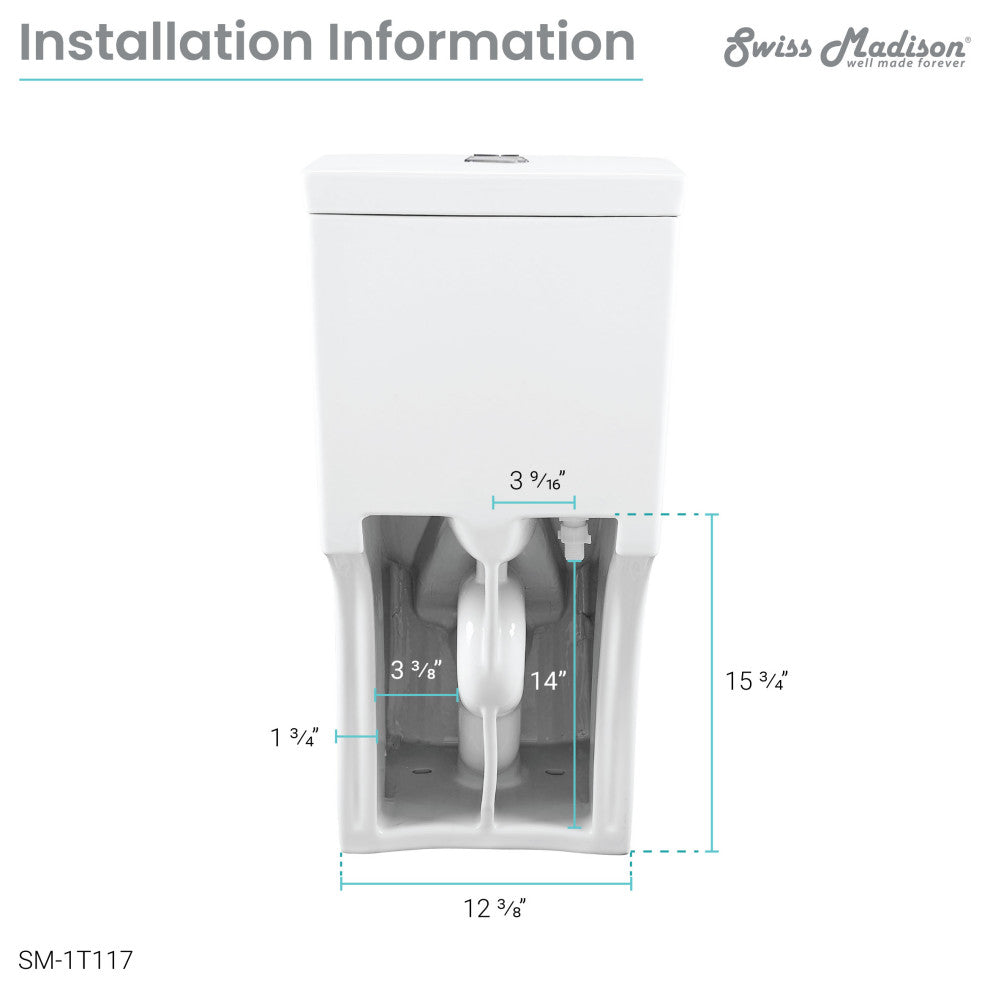 Classe One-Piece Toilet Dual Flush 0.8/1.28 GPF, Glossy White