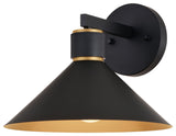 Dunbar 10" Outdoor Wall Light Matte Black and Gold