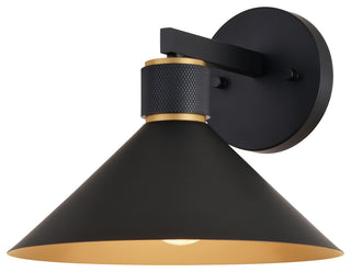 Dunbar 10" Outdoor Wall Light Matte Black and Gold