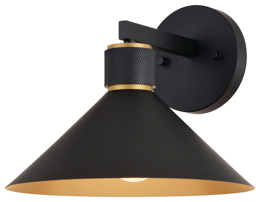 Dunbar 10" Outdoor Wall Light Matte Black and Gold