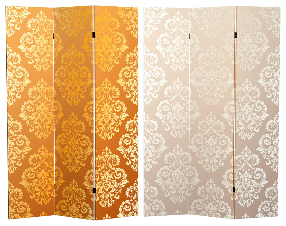 6' Tall Double Sided Baroque Wallpaper Canvas Room Divider