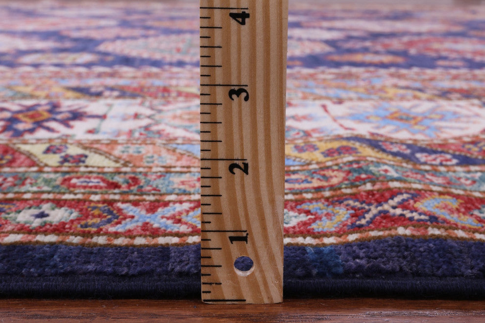 Super Kazak Geometric Handmade Wool Rug 9' 5" X 12' 9" Q9522