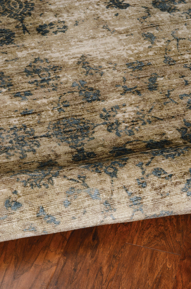 KAS Indulge 0805 Sand/Blue Elegance Area Rug, 5'x7'