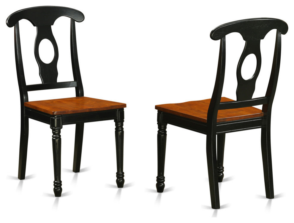 3 Pc Set With A Round Small Table And 2 Wood Dinette, Black And Cherry