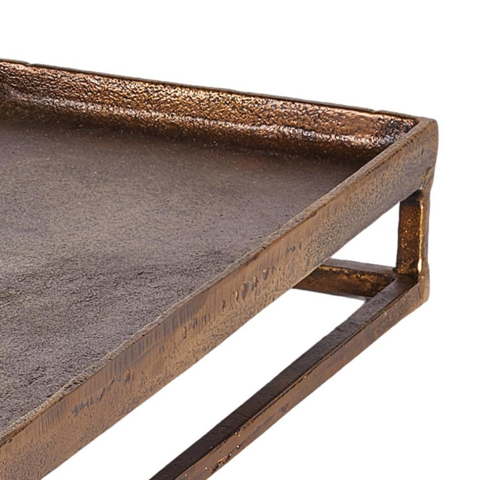 Rustic Minimalist Textured Brass Bronze Raised Tray Display Riser Metal Modern