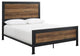 Industrial Queen Size Bed, Rustic Oak