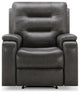 Waylen Top-Grain Leather Manual Recliner, Gray