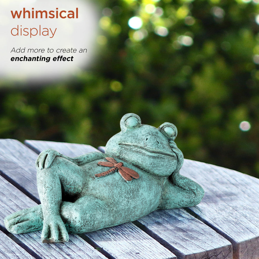 Alpine Pensative Sleeping Frog Statue, 15"Tall