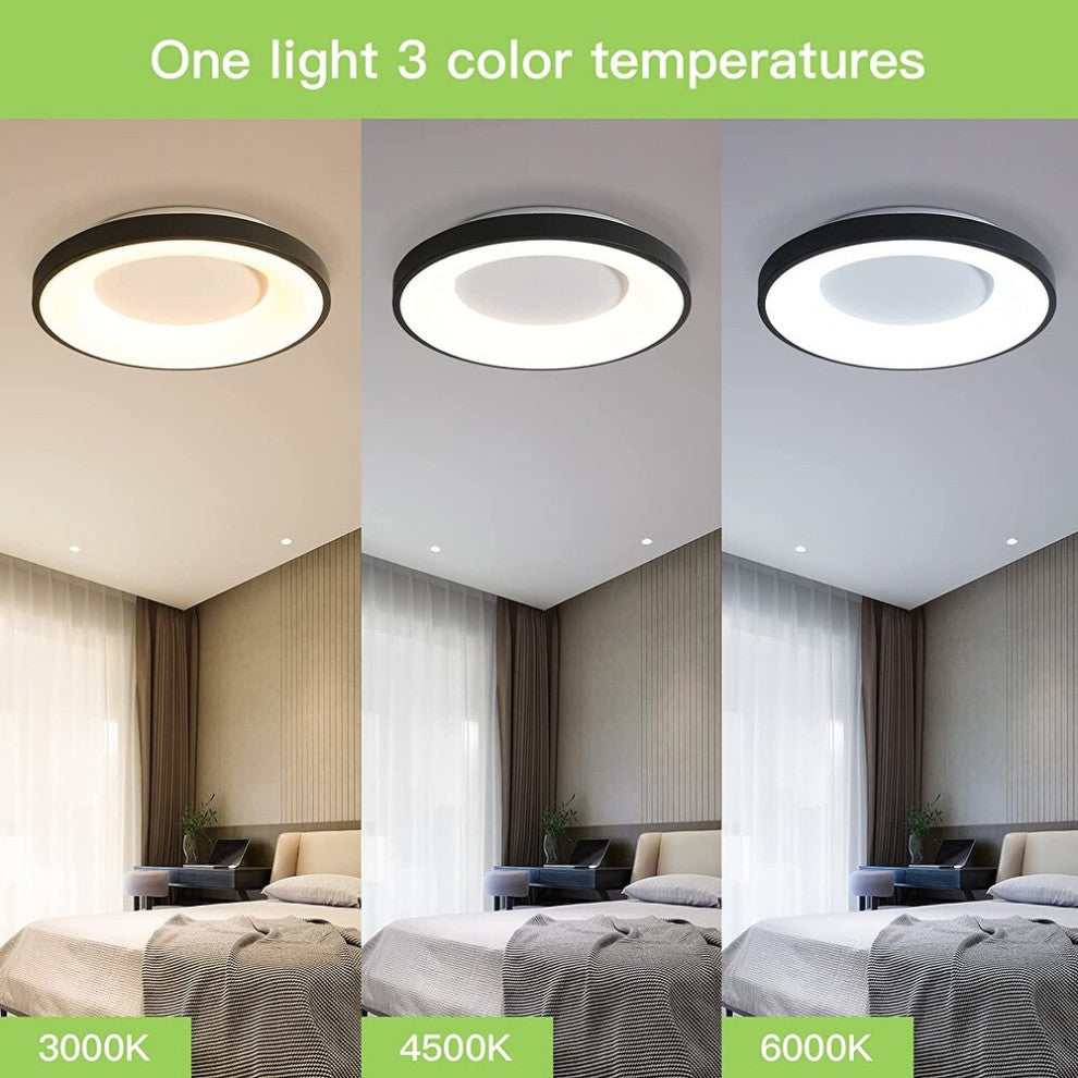 Black Flush Mount Ceiling Light 15" Circle Modern Ceiling Lamp