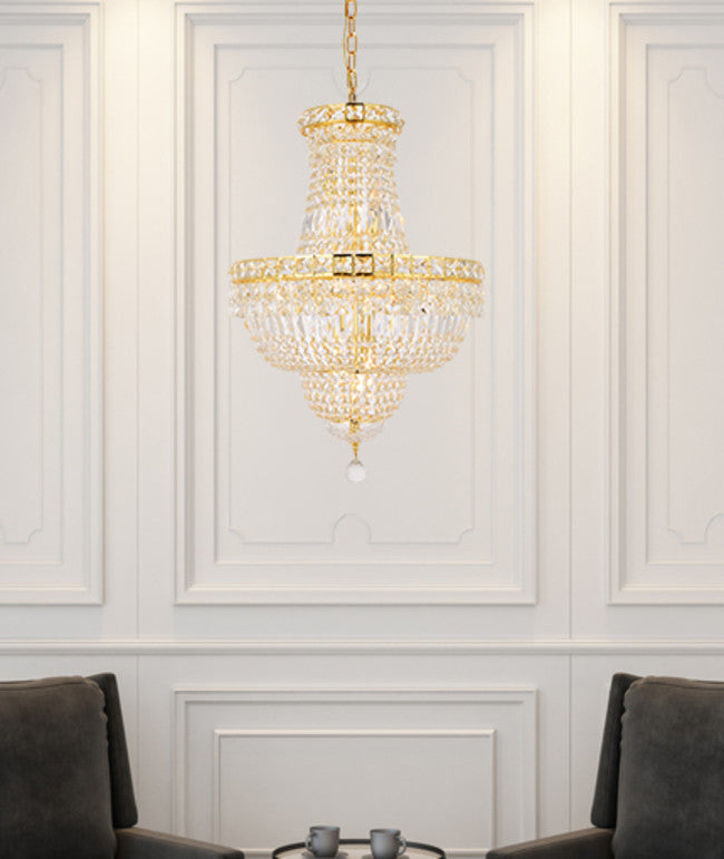 Elegant Lighting V2528D18/RC Tranquil 12 Light 18"W Crystal - Gold