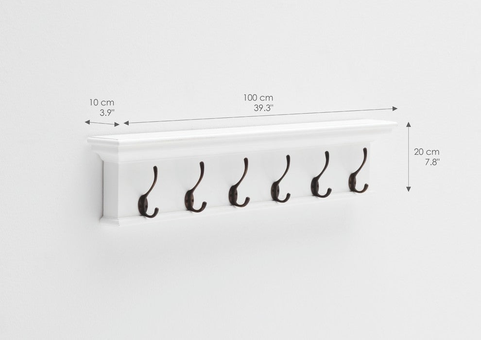 6-Hook Coat Rack, Pure White