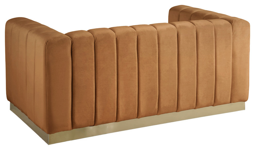 Marlon Velvet Upholstered Loveseat, Saddle
