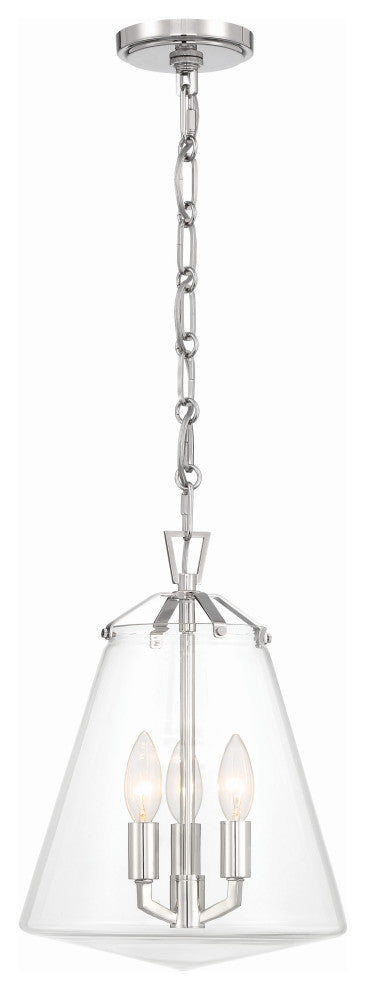 Crystorama Voss 3 Light Polished Nickel Mini Chandelier
