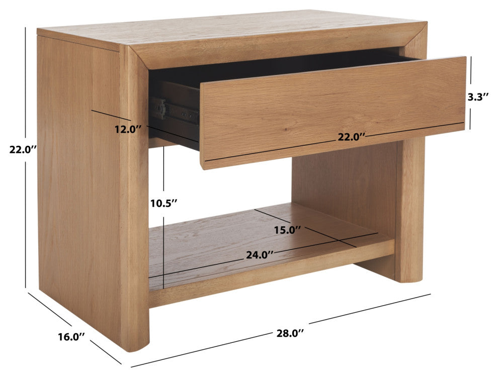 Safavieh Couture Darnell 1 Drawer Nightstand, Natural