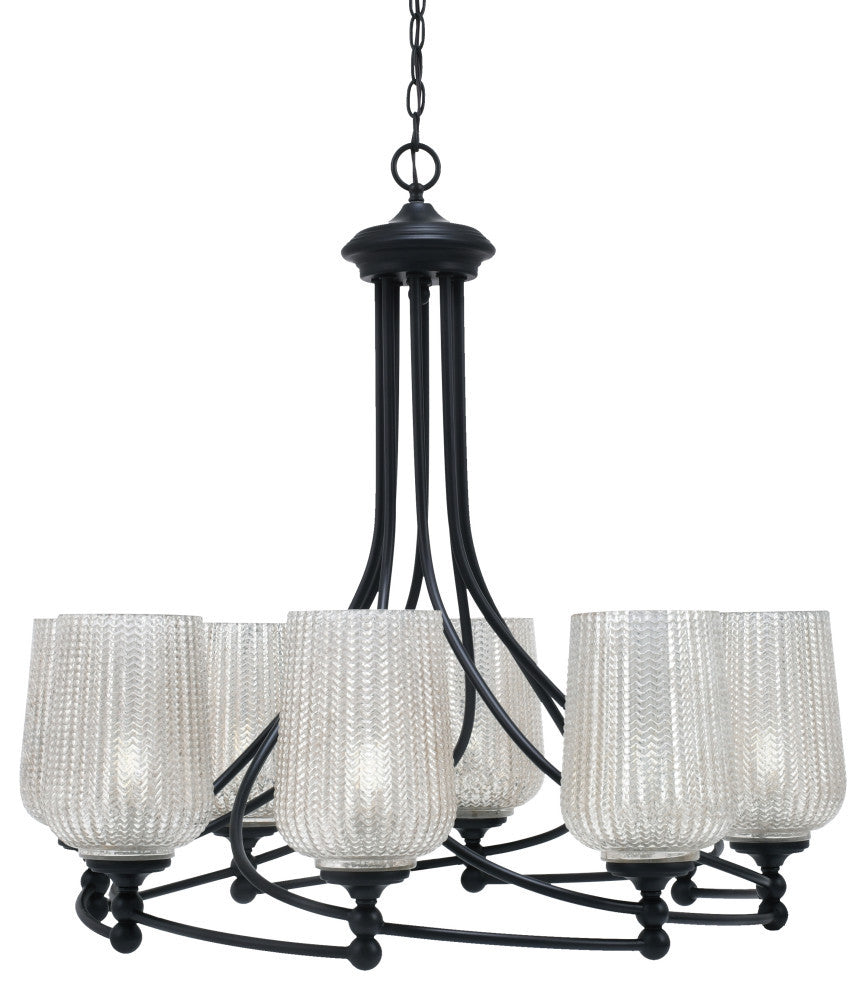 Capri 8-Light Chandelier, Matte Black/Silver Textured