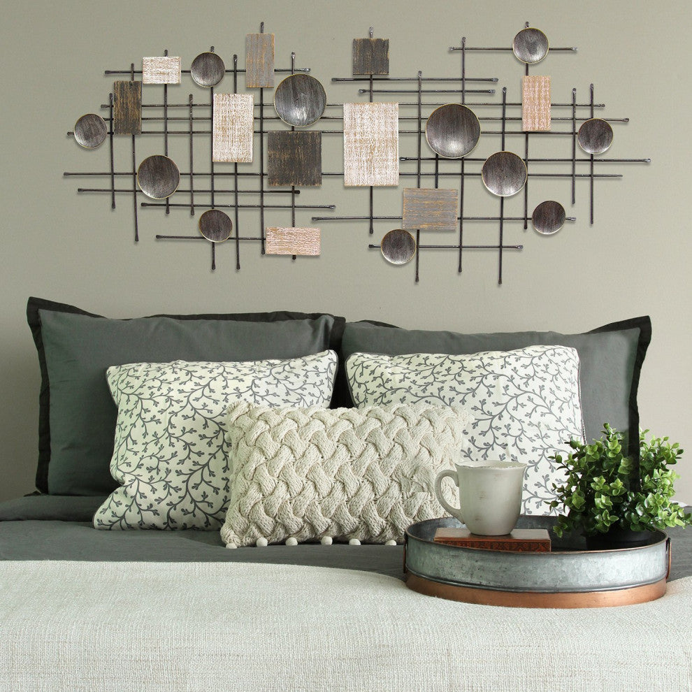 HomeRoots Distressed Industrial Metal and Wood Wall Decor