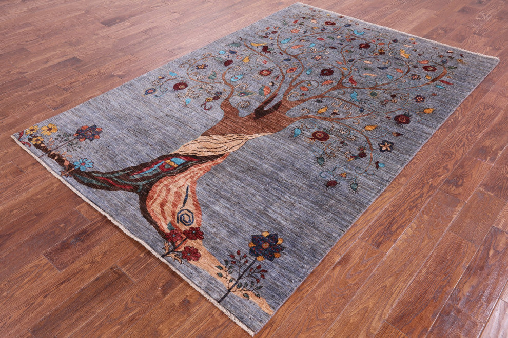 Persian Gabbeh Tribal Hand Knotted Wool Rug 5' 6" X 8' 4" Q10592
