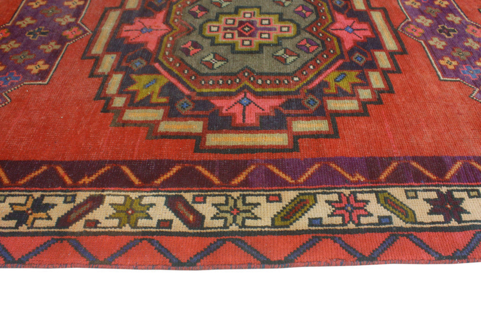 Fine Vintage Distressed Bamshad Rust/Beige Runner, 3'6x12'7