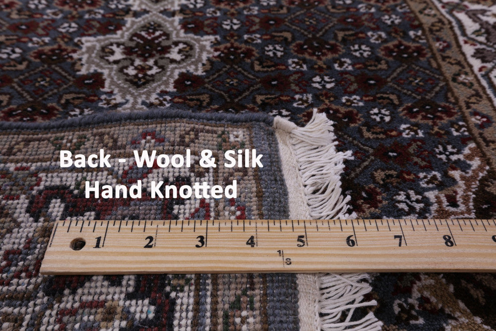 2' 7" X 25' 8" Hand Knotted Wool and Silk Persian Tabriz Runner Rug Q8947