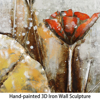 "Water Lilly Pads" Mixed Media Iron Hand Painted Dimensional Wall Art