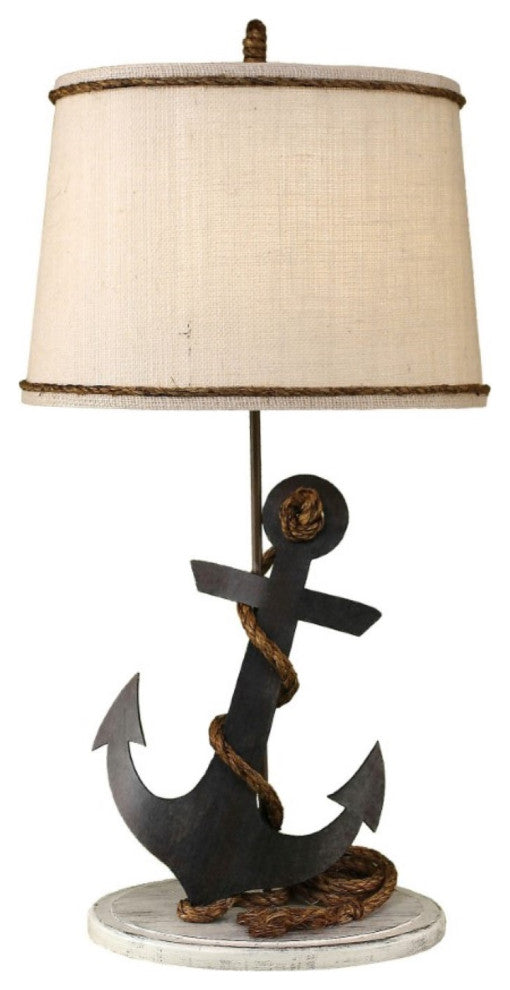 Shabby Light Nude Tarnished Anchor Table Lamp