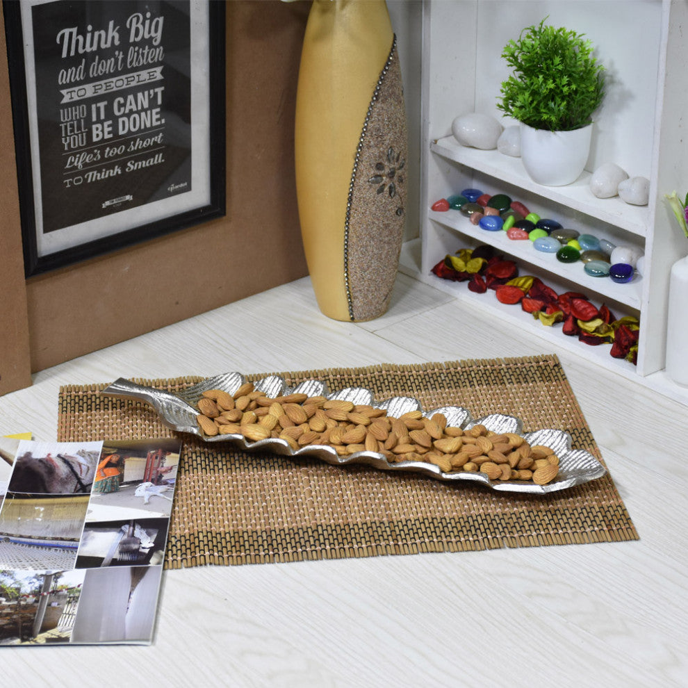 Handmade Decorative Aluminium Tray, Silver Color Coated