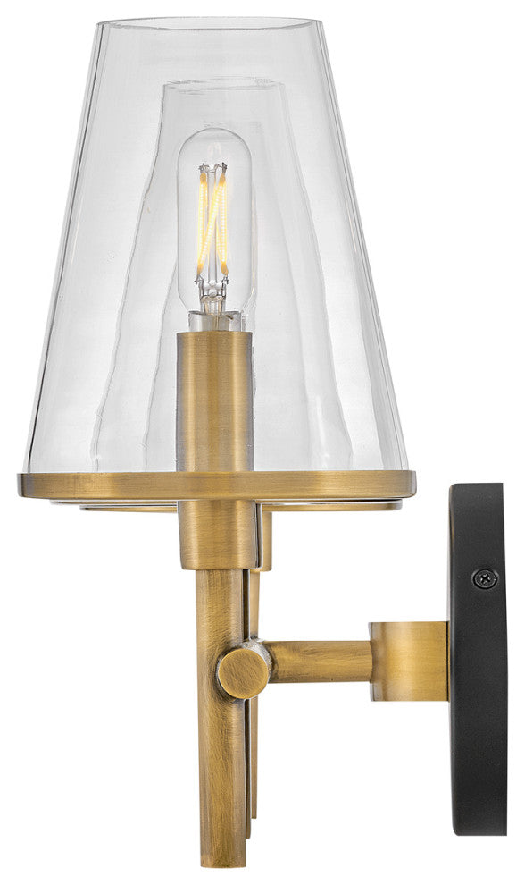 Hinkley Marten 25" Three Light Bath Vanity Fixture, Heritage Brass + Black