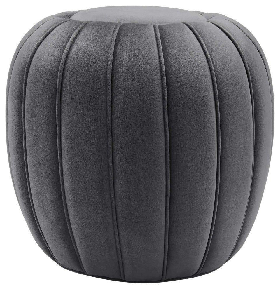 Celebrate Channel Tufted Performance Velvet Ottoman, Gray