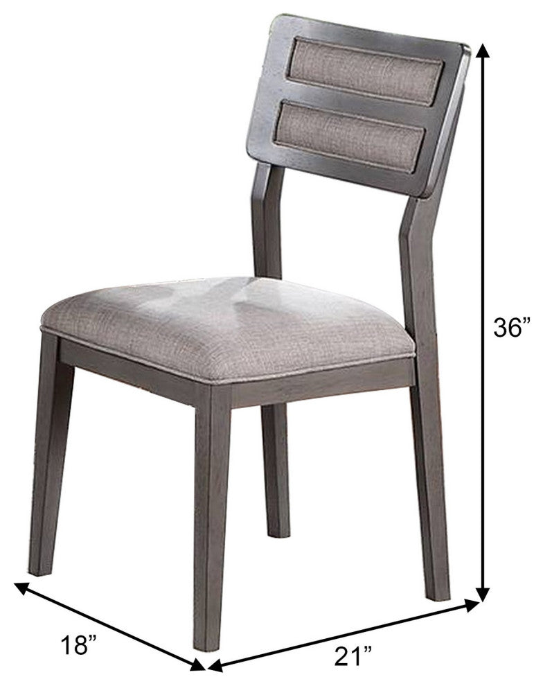 Benzara BM286292 Kya 21" Dining Chair, Ladder Back, Gray Seat, Set of 2, Gray