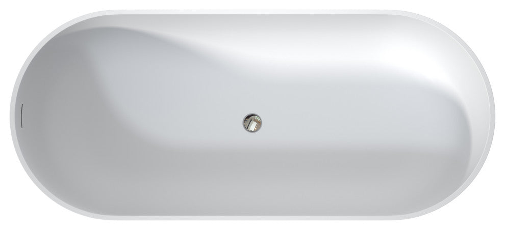 67 in. x 29 in. Stone Resin Freestanding Soaking Bathtub in White