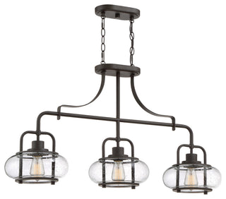 Quoizel TRG338 Trilogy 3 Light 38"W Linear Chandelier - Old Bronze