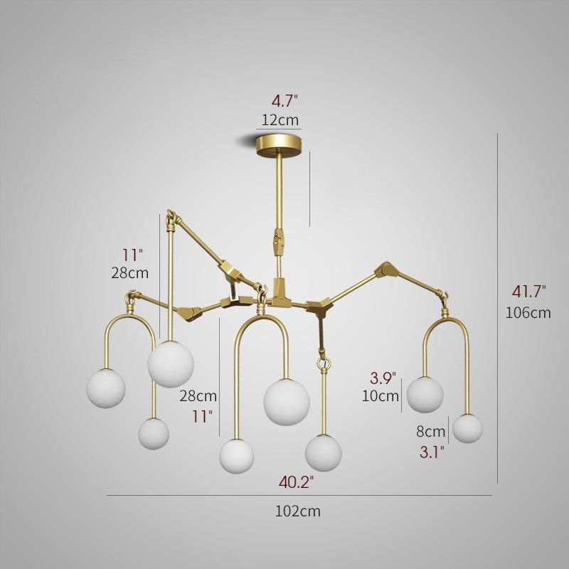 Airole | Creative Glass Chandelier for Living Room, Gold, 8 Lights