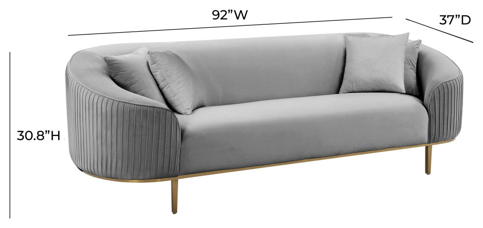 Michelle Light Gray Pleated Sofa